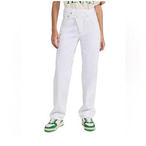 Agolde Women’s Criss Cross Jean Off White Denim Sz 32 Raw Hem EUC #A9037-1183